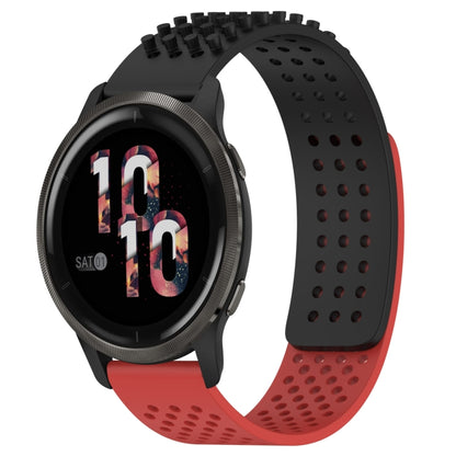 For Garmin Venu 2 22mm Holes Breathable 3D Dots Silicone Watch Band(Black+Red) - Watch Bands by PMC Jewellery | Online Shopping South Africa | PMC Jewellery