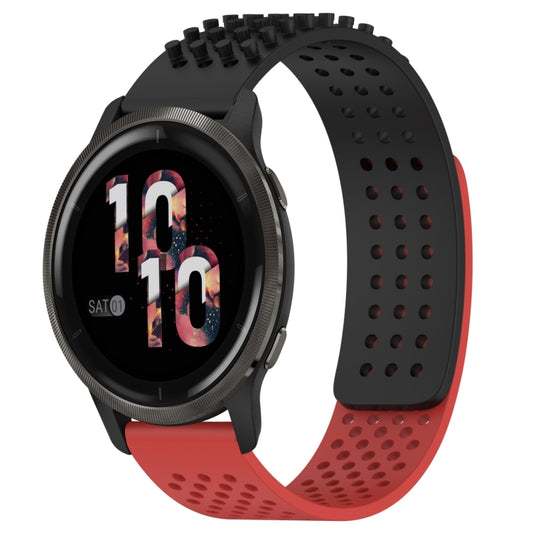 For Garmin Venu 2 22mm Holes Breathable 3D Dots Silicone Watch Band(Black+Red) - Watch Bands by PMC Jewellery | Online Shopping South Africa | PMC Jewellery