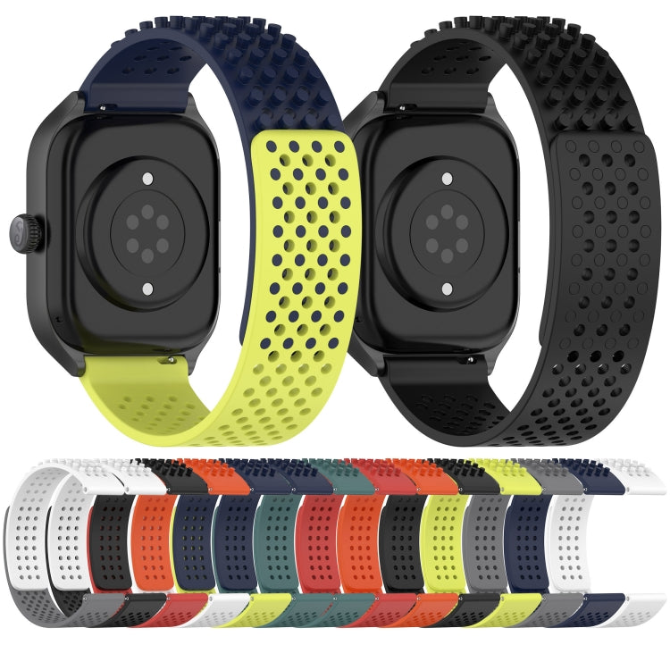 For Garmin Forerunner 255 Music 22mm Holes Breathable 3D Dots Silicone Watch Band(White+Black) - Watch Bands by PMC Jewellery | Online Shopping South Africa | PMC Jewellery