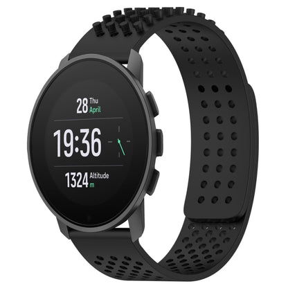 For SUUNTO 9 Peak Pro 22mm Holes Breathable 3D Dots Silicone Watch Band(Black) -  by PMC Jewellery | Online Shopping South Africa | PMC Jewellery