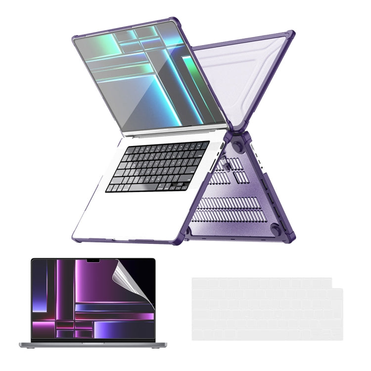 For MacBook Pro 14.2 A2442/A2779 ENKAY Hat-Prince 3 in 1 Protective Bracket Case Cover Hard Shell with TPU Keyboard Film / PET Screen Protector, Version:US(Purple) - MacBook Pro Cases by ENKAY | Online Shopping South Africa | PMC Jewellery | Buy Now Pay Later Mobicred