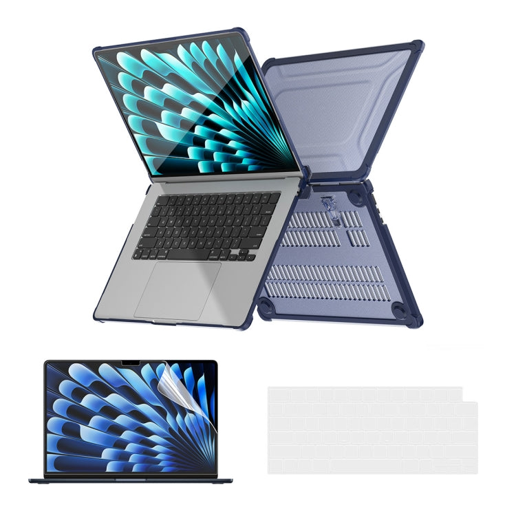 For MacBook Air 15.3 A2941 ENKAY Hat-Prince 3 in 1 Protective Bracket Case Cover Hard Shell with TPU Keyboard Film / PET Screen Protector, Version:US(Dark Blue) - MacBook Air Cases by ENKAY | Online Shopping South Africa | PMC Jewellery | Buy Now Pay Later Mobicred