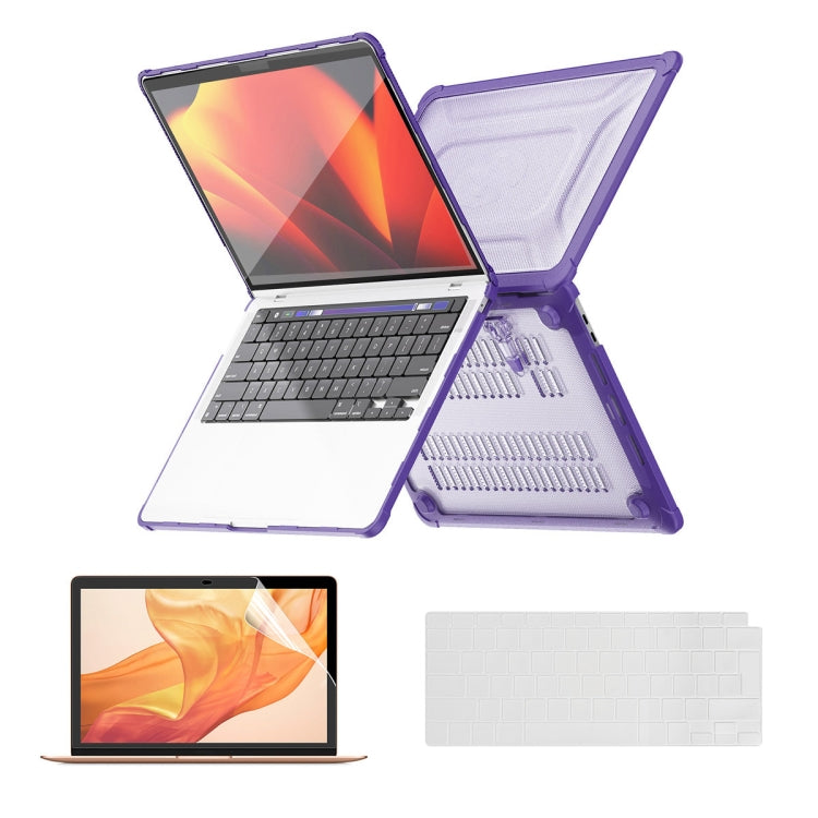 For MacBook Air 13.3 A2179/A2337 ENKAY Hat-Prince 3 in 1 Protective Bracket Case Cover Hard Shell with TPU Keyboard Film / PET Screen Protector, Version:EU(Purple) - MacBook Air Cases by ENKAY | Online Shopping South Africa | PMC Jewellery | Buy Now Pay Later Mobicred