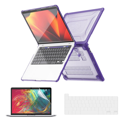 For MacBook Pro 13.3 A2251/A2289/A2338 ENKAY Hat-Prince 3 in 1 Protective Bracket Case Cover Hard Shell with TPU Keyboard Film / PET Screen Protector, Version:EU(Purple) - MacBook Pro Cases by ENKAY | Online Shopping South Africa | PMC Jewellery | Buy Now Pay Later Mobicred