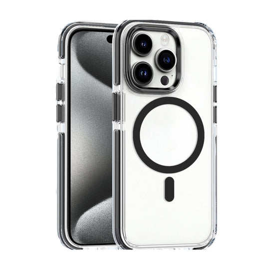 For iPhone 15 Pro Dual-color MagSafe TPU Hybrid Clear PC Shockproof Phone Case(Black) - iPhone 15 Pro Cases by PMC Jewellery | Online Shopping South Africa | PMC Jewellery