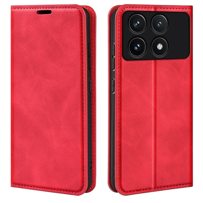 For Xiaomi Redmi K70 Retro-skin Magnetic Suction Leather Phone Case(Red) - K70 Cases by PMC Jewellery | Online Shopping South Africa | PMC Jewellery | Buy Now Pay Later Mobicred