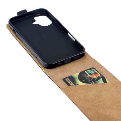 For iPhone 16 Vertical Flip Leather Phone Case with Card Slot(Black) - iPhone 16 Cases by PMC Jewellery | Online Shopping South Africa | PMC Jewellery | Buy Now Pay Later Mobicred