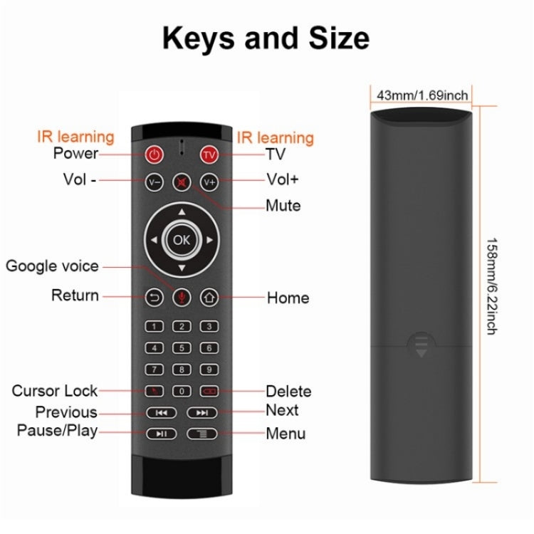 T1-PRO-TV With Microphone Android TV Box 2-Key IR Function Air Mouse Smart Remote Control - TV by PMC Jewellery | Online Shopping South Africa | PMC Jewellery | Buy Now Pay Later Mobicred