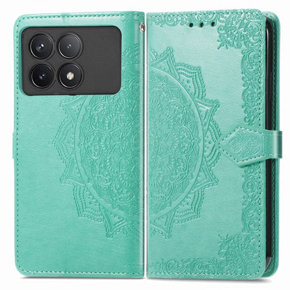 For Xiaomi Redmi K70 Mandala Flower Embossed Leather Phone Case(Green) - K70 Cases by PMC Jewellery | Online Shopping South Africa | PMC Jewellery | Buy Now Pay Later Mobicred