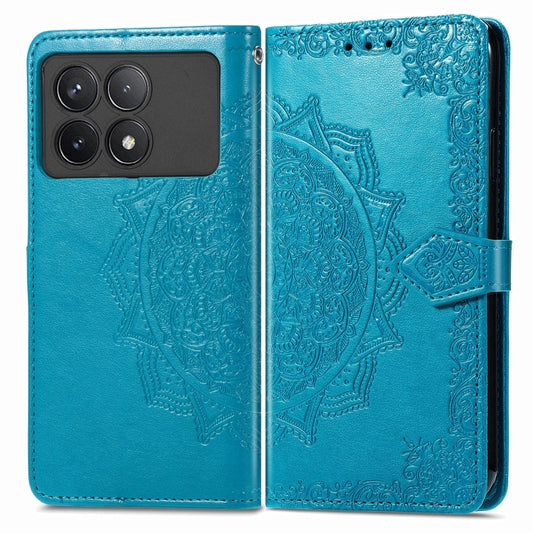 For Xiaomi Redmi K70 Mandala Flower Embossed Leather Phone Case(Blue) - K70 Cases by PMC Jewellery | Online Shopping South Africa | PMC Jewellery | Buy Now Pay Later Mobicred