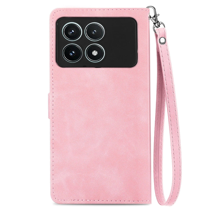 For Xiaomi Redmi K70 Pro Embossed Flower Zipper Leather Phone Case(Pink) - K70 Pro Cases by PMC Jewellery | Online Shopping South Africa | PMC Jewellery | Buy Now Pay Later Mobicred