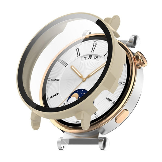 For Huawei Watch GT 4 41mm ENKAY Hat-Prince Full Coverage PC + Tempered Film Integrated Watch Protective Case(Ivory White) - Watch Cases by ENKAY | Online Shopping South Africa | PMC Jewellery | Buy Now Pay Later Mobicred