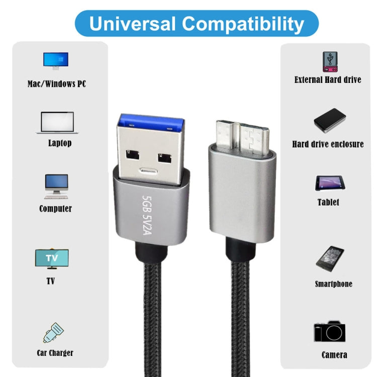 JUNSUNMAY USB 3.0 Male to Micro-B Cord Cable Compatible with Samsung Camera Hard Drive, Length:2m - USB Cable by JUNSUNMAY | Online Shopping South Africa | PMC Jewellery | Buy Now Pay Later Mobicred