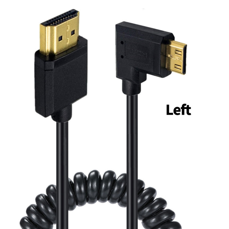 JUNSUNMAY 4K 60Hz Mini HDMI Male to HDMI 2.0V Male Spring Cable, Length:1.8m(Left) - Cable by JUNSUNMAY | Online Shopping South Africa | PMC Jewellery | Buy Now Pay Later Mobicred