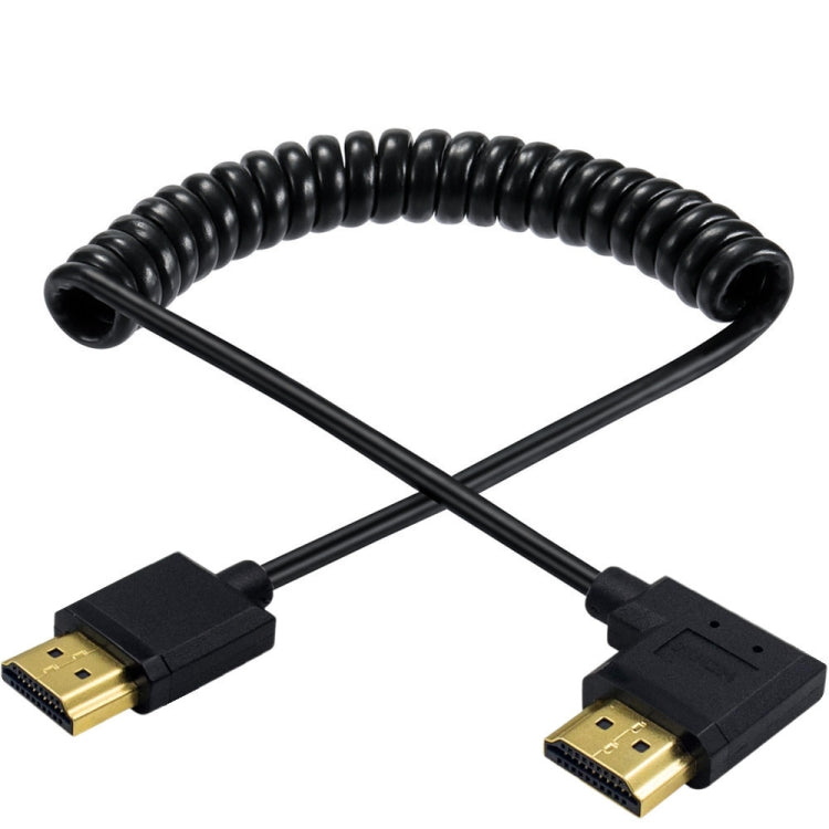 JUNSUNMAY 4K 60Hz HDMI Male to Male HDMI 2.0V Elbow Head Spring Cable, Length:1.2m(Left) - Cable by JUNSUNMAY | Online Shopping South Africa | PMC Jewellery