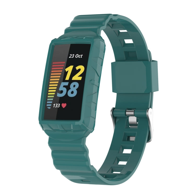 For Fitbit Charge 6 / 5 / 4 / 3 Armor Integrated TPU Watch Band(Pine Green) - Watch Bands by PMC Jewellery | Online Shopping South Africa | PMC Jewellery | Buy Now Pay Later Mobicred