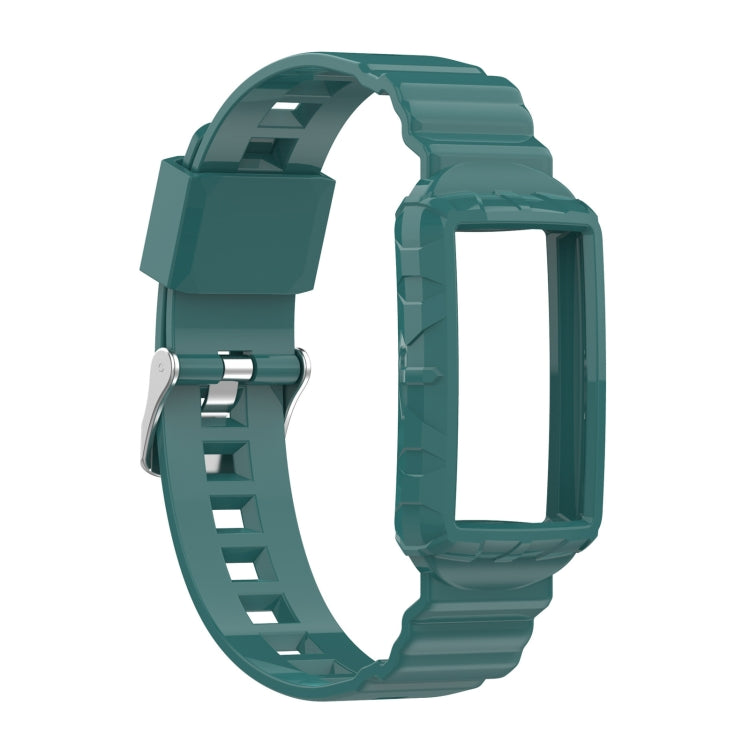 For Fitbit Charge 6 / 5 / 4 / 3 Armor Integrated TPU Watch Band(Pine Green) - Watch Bands by PMC Jewellery | Online Shopping South Africa | PMC Jewellery | Buy Now Pay Later Mobicred