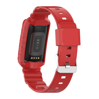 For Fitbit Charge 6 / 5 / 4 / 3 Armor Integrated TPU Watch Band(Red) - Watch Bands by PMC Jewellery | Online Shopping South Africa | PMC Jewellery | Buy Now Pay Later Mobicred