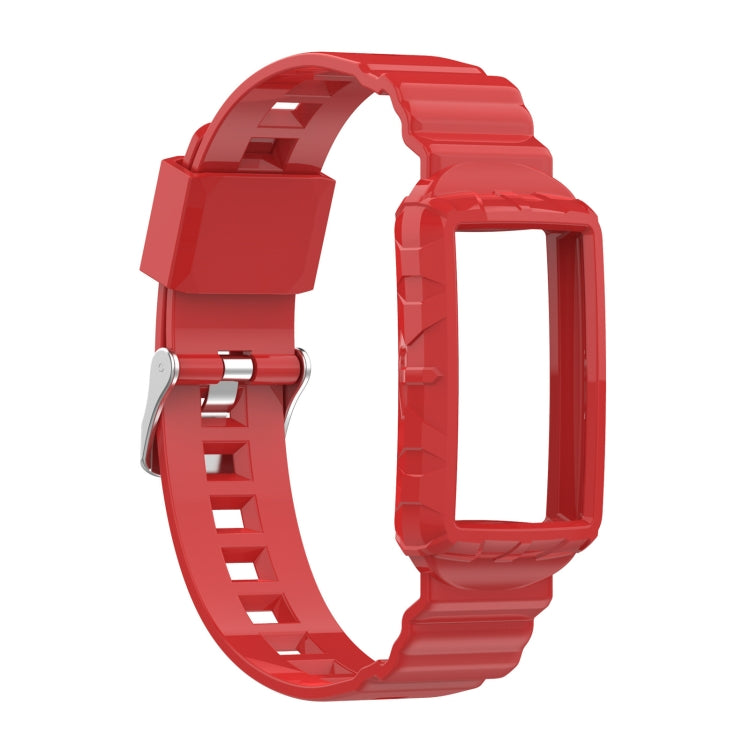 For Fitbit Charge 6 / 5 / 4 / 3 Armor Integrated TPU Watch Band(Red) - Watch Bands by PMC Jewellery | Online Shopping South Africa | PMC Jewellery | Buy Now Pay Later Mobicred