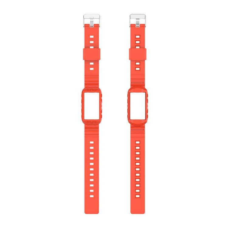 For Fitbit Charge 6 / 5 / 4 / 3 Armor Integrated TPU Watch Band(Orange) - Watch Bands by PMC Jewellery | Online Shopping South Africa | PMC Jewellery | Buy Now Pay Later Mobicred