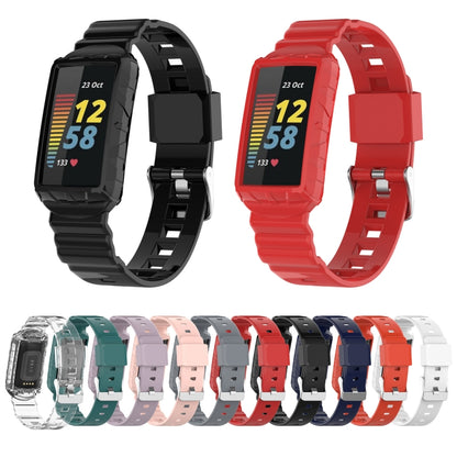 For Fitbit Charge 6 / 5 / 4 / 3 Armor Integrated TPU Watch Band(Red) - Watch Bands by PMC Jewellery | Online Shopping South Africa | PMC Jewellery | Buy Now Pay Later Mobicred