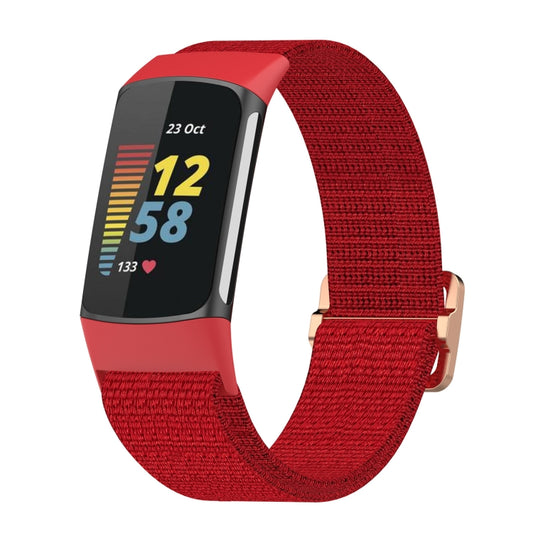 For Fitbit Charge 6 Elastic Nylon Braid Watch Band(Red) - Watch Bands by PMC Jewellery | Online Shopping South Africa | PMC Jewellery | Buy Now Pay Later Mobicred