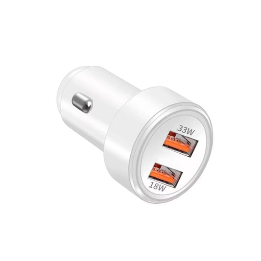 51W Dual Port QC3.0 USB 33W + 18W Fully Compatible Car Charger(White) - Car Charger by PMC Jewellery | Online Shopping South Africa | PMC Jewellery | Buy Now Pay Later Mobicred