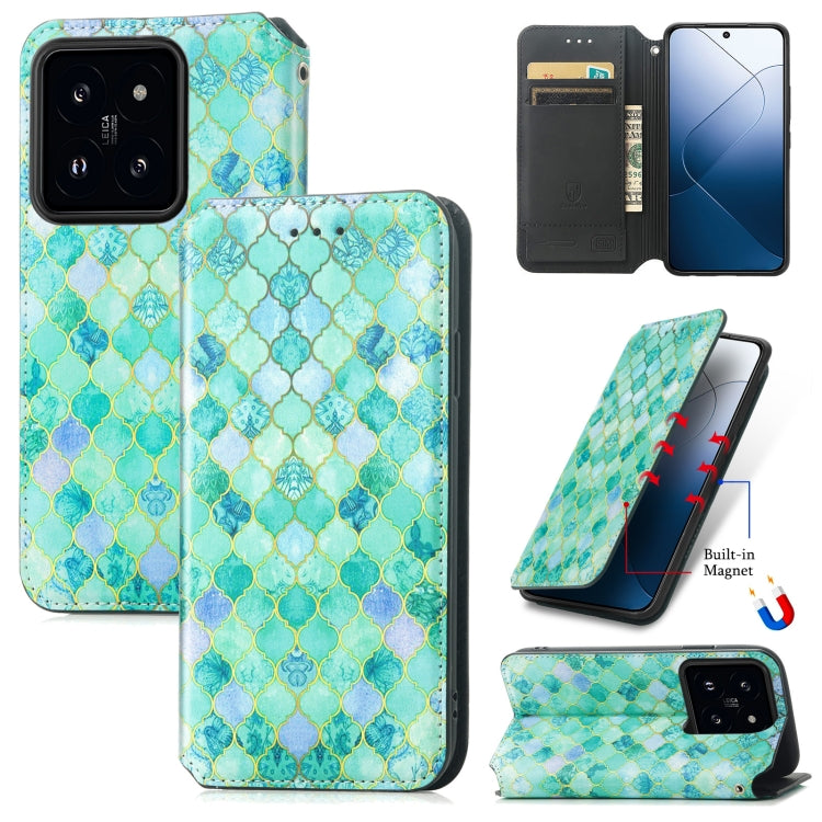 For Xiaomi 14 CaseNeo Colorful Magnetic Leather Phone Case(Emeralds) - 14 Cases by PMC Jewellery | Online Shopping South Africa | PMC Jewellery | Buy Now Pay Later Mobicred