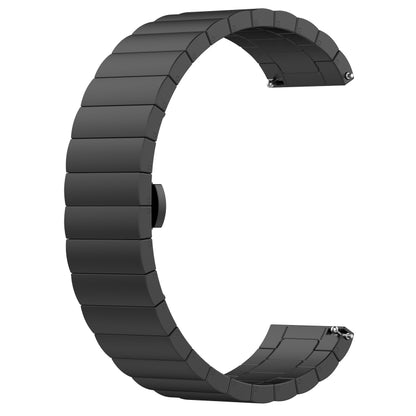 For Garmin Vivoactive 4S One Bead Butterfly Buckle Stainless Steel Metal Watch Band(Black) - Watch Bands by PMC Jewellery | Online Shopping South Africa | PMC Jewellery