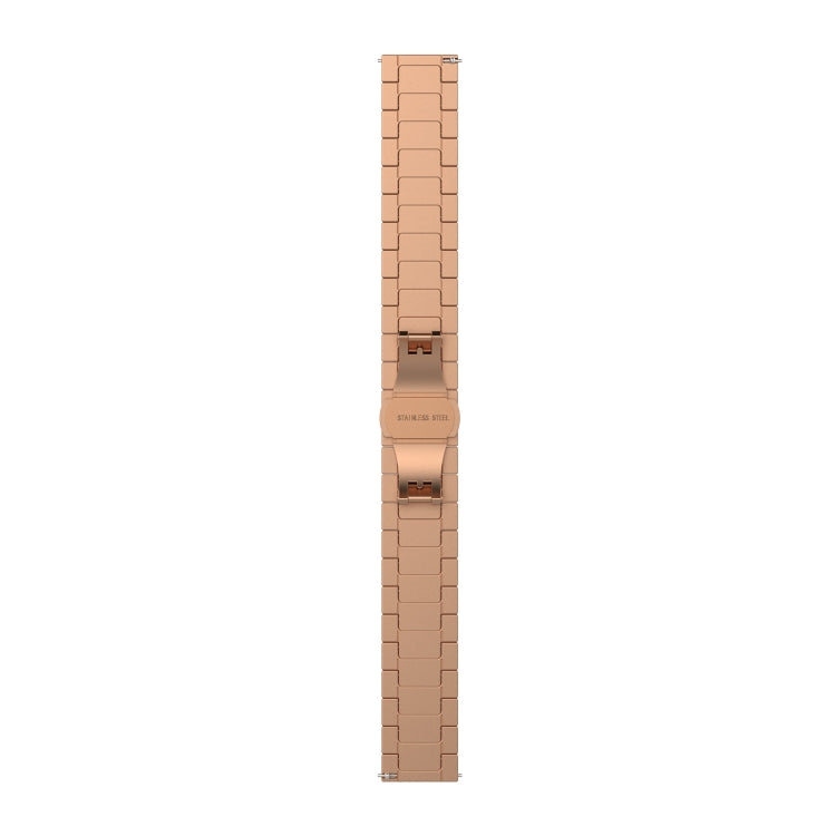 For Garmin Vivoactive 4S One Bead Butterfly Buckle Stainless Steel Metal Watch Band(Rose Gold) - Watch Bands by PMC Jewellery | Online Shopping South Africa | PMC Jewellery