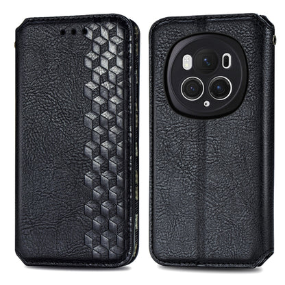 For Honor Magic6 Pro Cubic Grid Pressed Magnetic Leather Phone Case(Black) - Honor Cases by PMC Jewellery | Online Shopping South Africa | PMC Jewellery | Buy Now Pay Later Mobicred