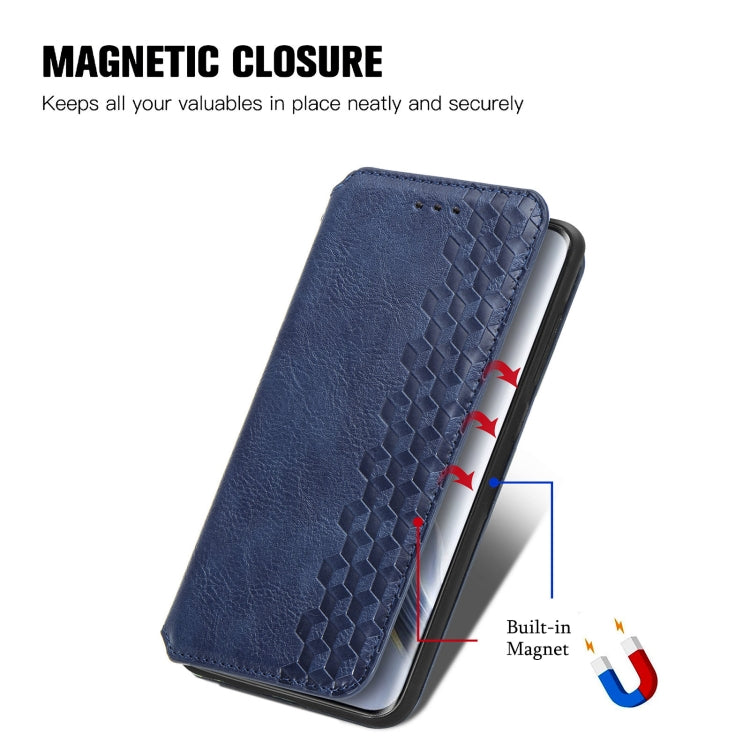 For Honor Magic6 Pro Cubic Grid Pressed Magnetic Leather Phone Case(Blue) - Honor Cases by PMC Jewellery | Online Shopping South Africa | PMC Jewellery | Buy Now Pay Later Mobicred