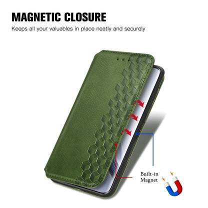 For Honor Magic6 Pro Cubic Grid Pressed Magnetic Leather Phone Case(Green) - Honor Cases by PMC Jewellery | Online Shopping South Africa | PMC Jewellery | Buy Now Pay Later Mobicred