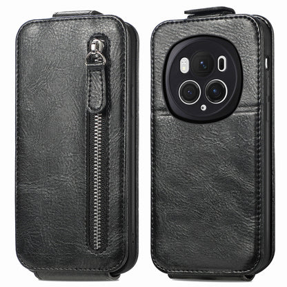 For Honor Magic6 Pro Zipper Wallet Vertical Flip Leather Phone Case(Black) - Honor Cases by PMC Jewellery | Online Shopping South Africa | PMC Jewellery | Buy Now Pay Later Mobicred