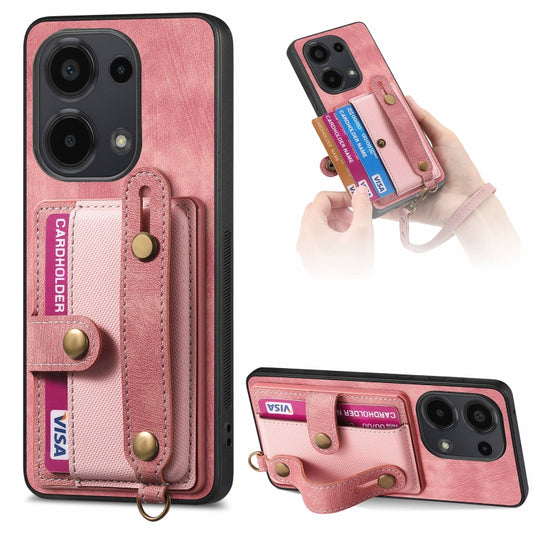 For Xiaomi Redmi Note 13 Pro 4G Retro Cross Wristband Wallet Leather Back Phone Case(Pink) - Note 13 Pro Cases by PMC Jewellery | Online Shopping South Africa | PMC Jewellery | Buy Now Pay Later Mobicred