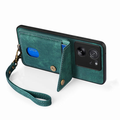 For Xiaomi 13T / 13T Pro Retro Card Wallet Fold Leather Phone Case with Strap(Green) - Xiaomi Cases by PMC Jewellery | Online Shopping South Africa | PMC Jewellery | Buy Now Pay Later Mobicred