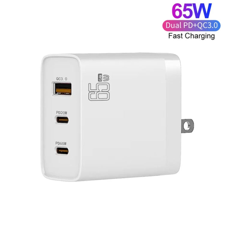 GAN 65W PD45W Dual Type-C+QC3.0 USB Multi Compatible Laptop Adapter EU + US + AU + UK Plug White - Power Supply by PMC Jewellery | Online Shopping South Africa | PMC Jewellery | Buy Now Pay Later Mobicred