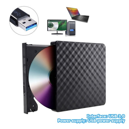 633 Rhombus Pattern USB3.0 Computer Laptop External Optical Drive Burner DVD Write(Black) - Rewritable Drive by PMC Jewellery | Online Shopping South Africa | PMC Jewellery | Buy Now Pay Later Mobicred