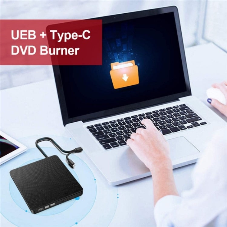 XD009 External CD Reader VCD Burner Ultra-thin Design Laptop Computer USB 3.0+Type-C DVD Drive - Rewritable Drive by PMC Jewellery | Online Shopping South Africa | PMC Jewellery | Buy Now Pay Later Mobicred