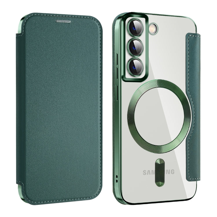 For Samsung Galaxy S22+ 5G MagSafe Magnetic RFID Anti-theft Leather Phone Case(Green) - Galaxy S22 5G Cases by PMC Jewellery | Online Shopping South Africa | PMC Jewellery