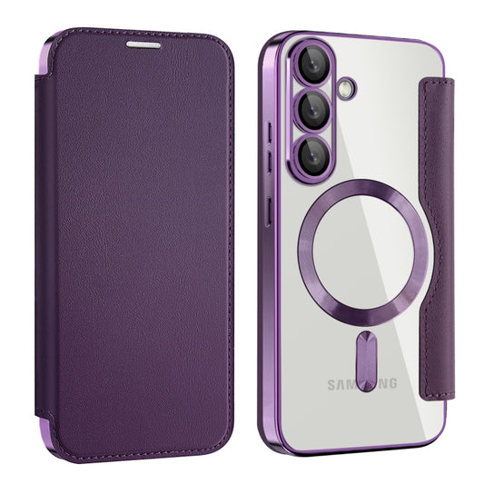 For Samsung Galaxy S25 5G Shield MagSafe RFID Anti-theft Leather Phone Case(Purple) - Galaxy S25 5G Cases by PMC Jewellery | Online Shopping South Africa | PMC Jewellery | Buy Now Pay Later Mobicred