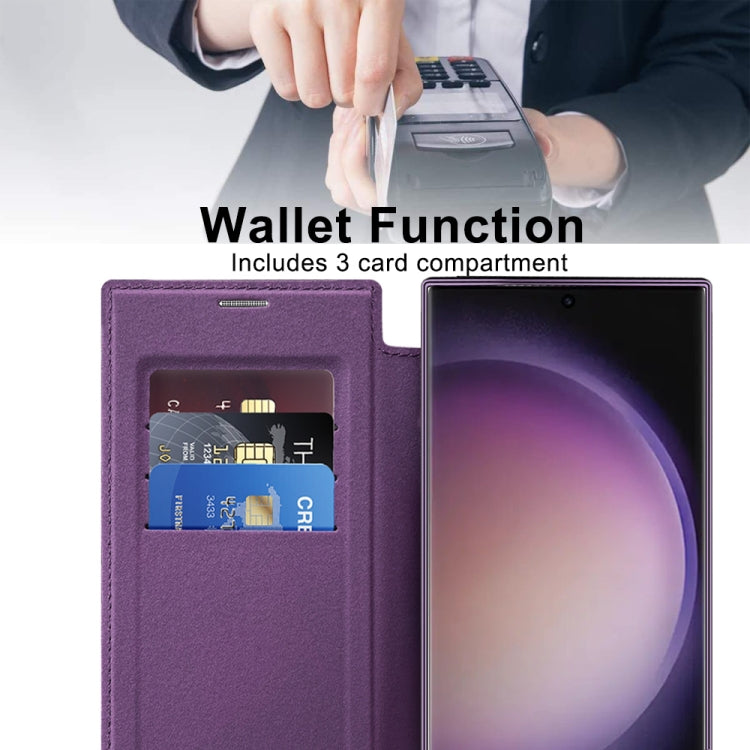 For Samsung Galaxy S25 Ultra 5G Shield MagSafe RFID Anti-theft Leather Phone Case(Purple) - Galaxy S25 Ultra 5G Cases by PMC Jewellery | Online Shopping South Africa | PMC Jewellery | Buy Now Pay Later Mobicred