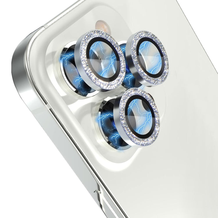 For iPhone 15 Pro / 15 Pro Max NORTHJO Camera Lens Protector Tempered Glass Bling Glitter Metal Ring Film(Silver) - iPhone 15 Pro Tempered Glass by NORTHJO | Online Shopping South Africa | PMC Jewellery