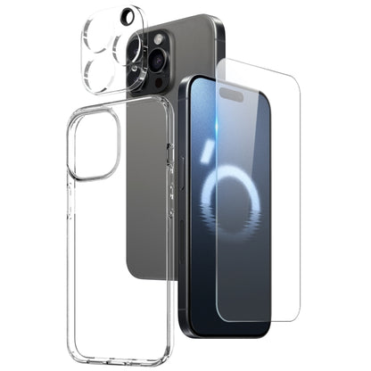 For iPhone 16 Pro NORTHJO 3 in 1 TPU Phone Case with Screen Film and Lens Film(Clear) - iPhone 16 Pro Cases by NORTHJO | Online Shopping South Africa | PMC Jewellery | Buy Now Pay Later Mobicred