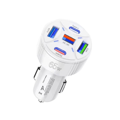 TE-P50 65W PD30W Type-C x 2 + USB x 3 Multi Port Car Charger(White) - Car Charger by PMC Jewellery | Online Shopping South Africa | PMC Jewellery | Buy Now Pay Later Mobicred