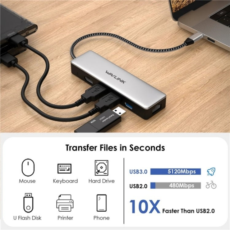 WAVLINK UHP3413 6 in 1 4K Thunderbolt 3 Type-C Devices Hub Adapter USB-C Docking Station - USB HUB by WAVLINK | Online Shopping South Africa | PMC Jewellery | Buy Now Pay Later Mobicred