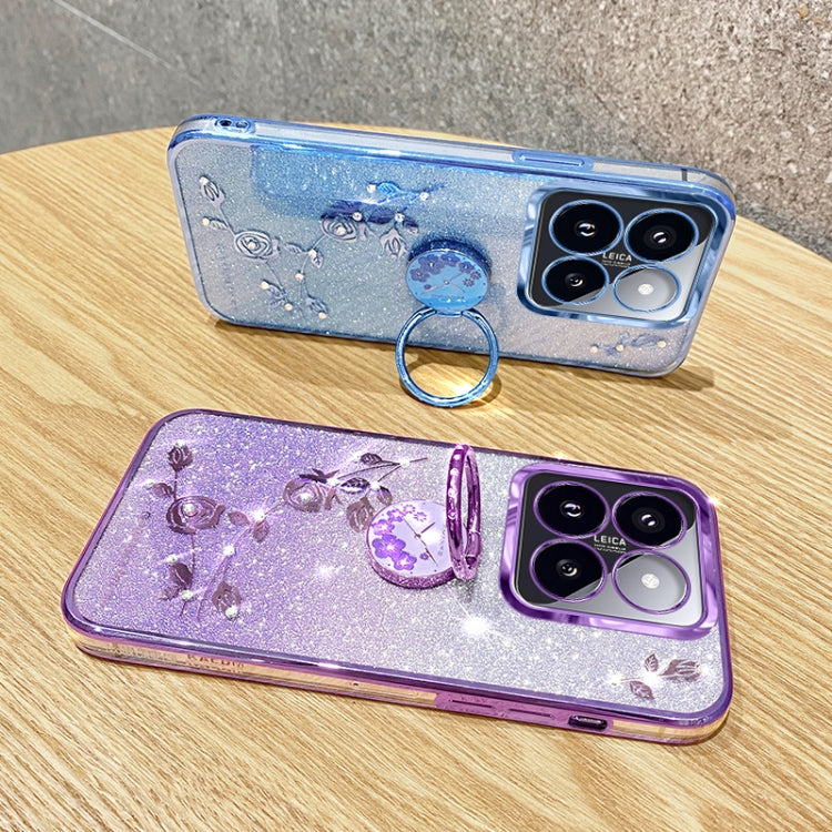 For Xiaomi 14 Pro Gradient Glitter Immortal Flower Ring All-inclusive Phone Case(Purple) - 14 Cases by PMC Jewellery | Online Shopping South Africa | PMC Jewellery | Buy Now Pay Later Mobicred