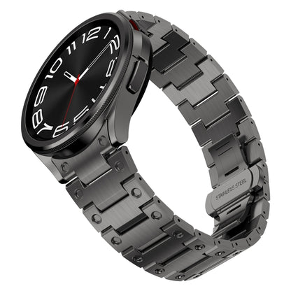 For Samsung Galaxy Watch 6 40 / 44mm Dual Circle Curved Connection Stainless Steel Watch Band(Gray) - Watch Bands by PMC Jewellery | Online Shopping South Africa | PMC Jewellery