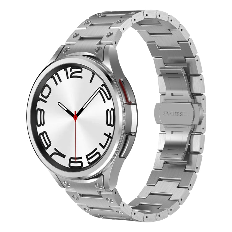 For Samsung Galaxy Watch 5 Pro Dual Circle Curved Connection Stainless Steel Watch Band(Silver) - Watch Bands by PMC Jewellery | Online Shopping South Africa | PMC Jewellery