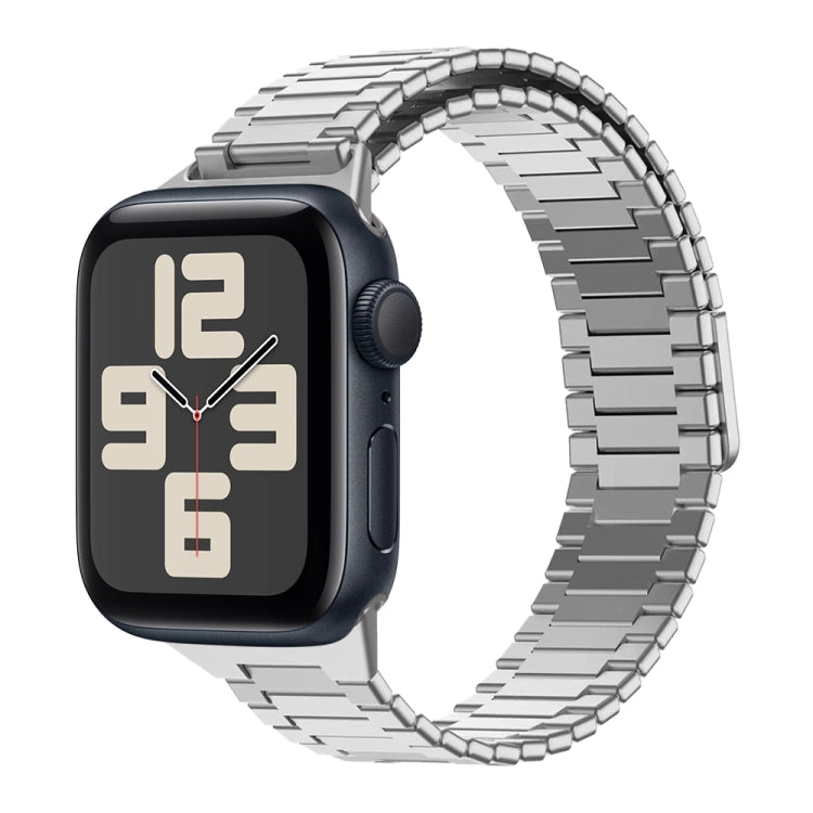 For Apple Watch SE 2023 40mm Bamboo Magnetic Stainless Steel Metal Watch Strap(Silver) - Watch Bands by PMC Jewellery | Online Shopping South Africa | PMC Jewellery